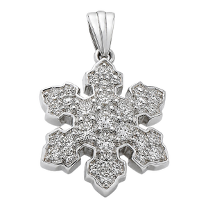14k White Gold Diamond Snowflake Pendant 0.6ct