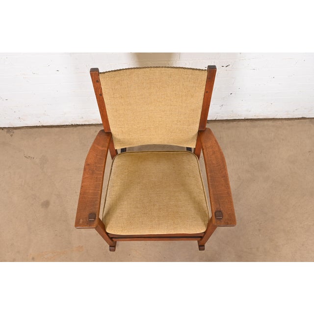 Early 20th Century L. & J. G. Stickley Antique Mission Oak Arts & Crafts Rocking Chair, Circa 1900 For Sale - Image 5 of 12