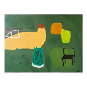 Large Abstract Mixed Media Painting by John Luckett in Greens, 36” X 48