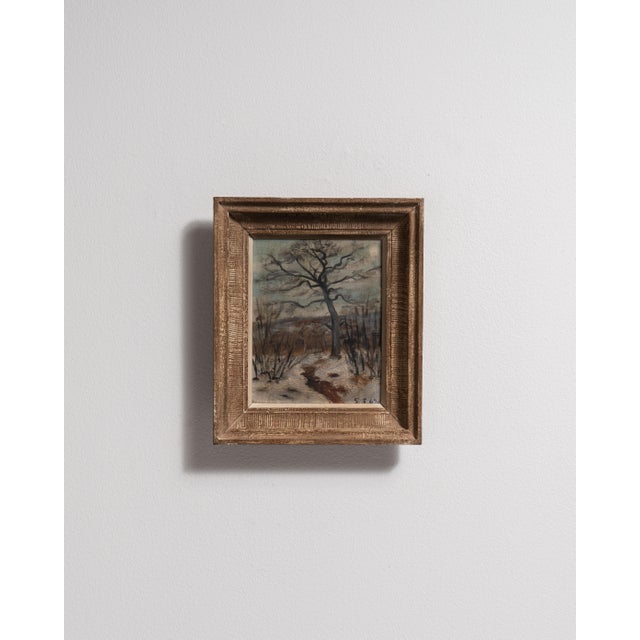 Early 20th Century Early 20th Century Belgium Light Gray Canvas Painting For Sale - Image 5 of 15