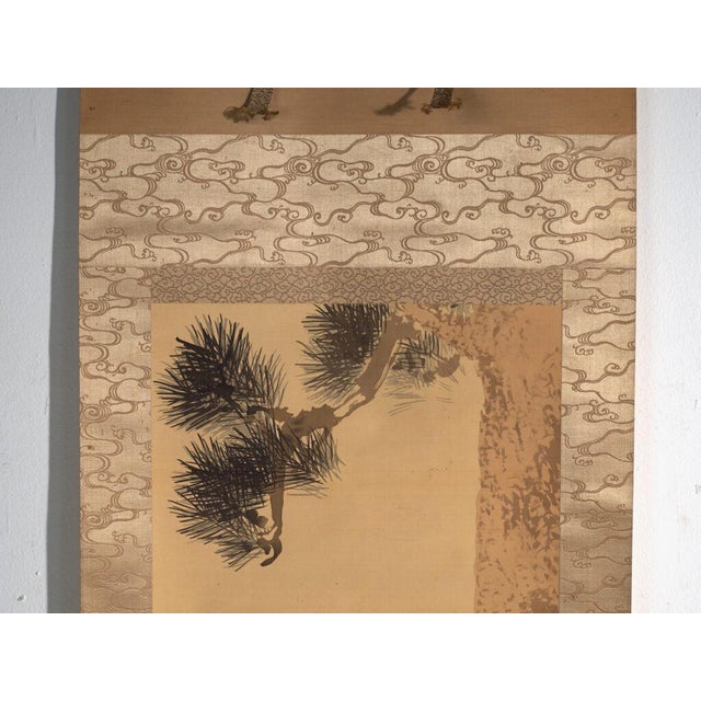 Antique Japanese Kakejiku of a Crane in Colour on Paper, 1900 For Sale - Image 9 of 12