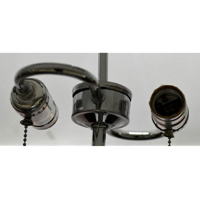 Black Synthetic Leather and Chrome Block Table Lamps With Pull‑Chain Switches – Pair For Sale - Image 10 of 10