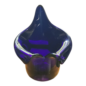 Vintage Art Glass Cobalt Blue Jack in the Pulpit Vase Candle Holder #2