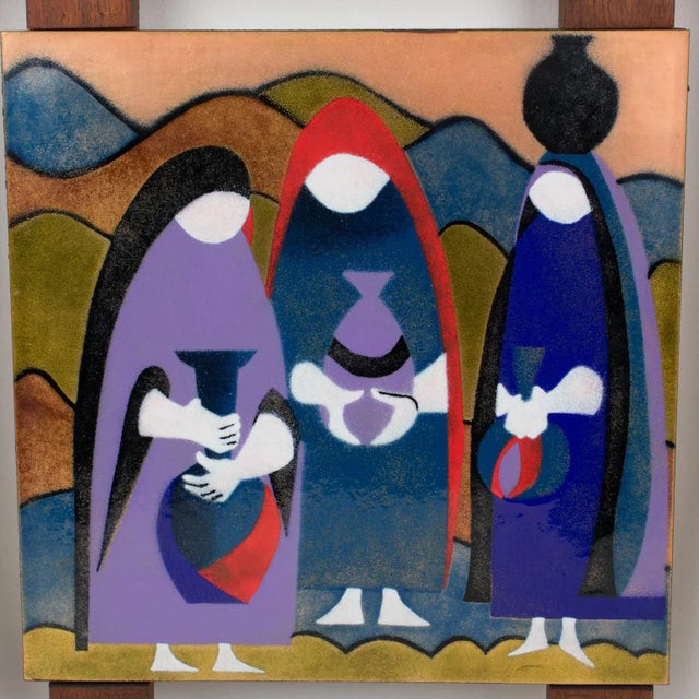 Judith Daner Enamel Artwork Wall Panel the Mexicans - A Pair For Sale - Image 10 of 12