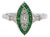 18k (750) White Gold Natural Diamond and Tsavorite Marquise Milgrain Ring, Size 6.5 For Sale