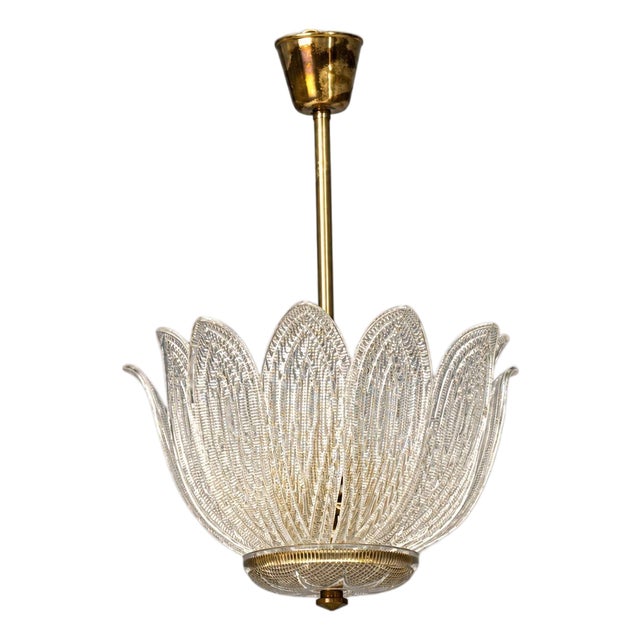 1960s Mid-Century Modern Carl Fagerlund, Tulip Chandelier, Molded Glass, Brass For Sale