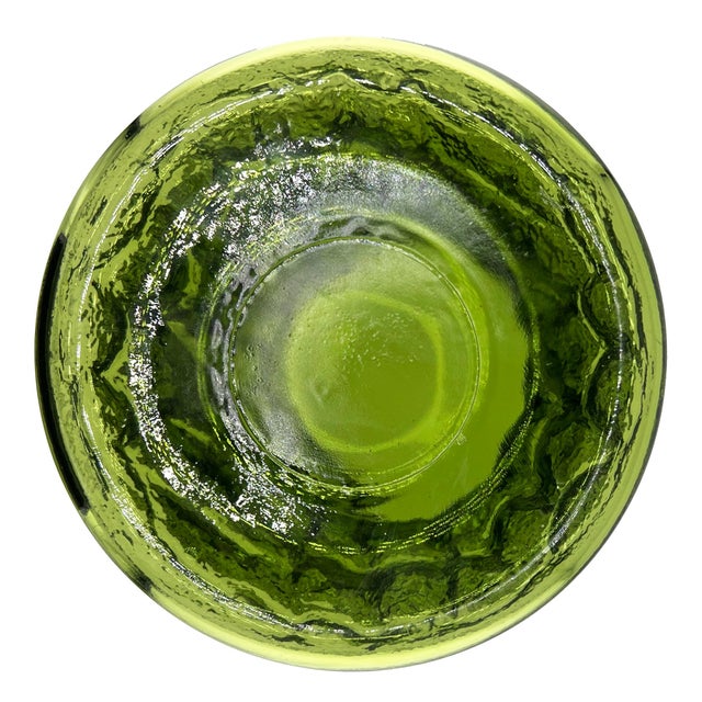Mid-Century Modern Mid 20th Century Sculptural Green Art Glass Vase — Textured Avocado Glass Vessel For Sale - Image 3 of 5