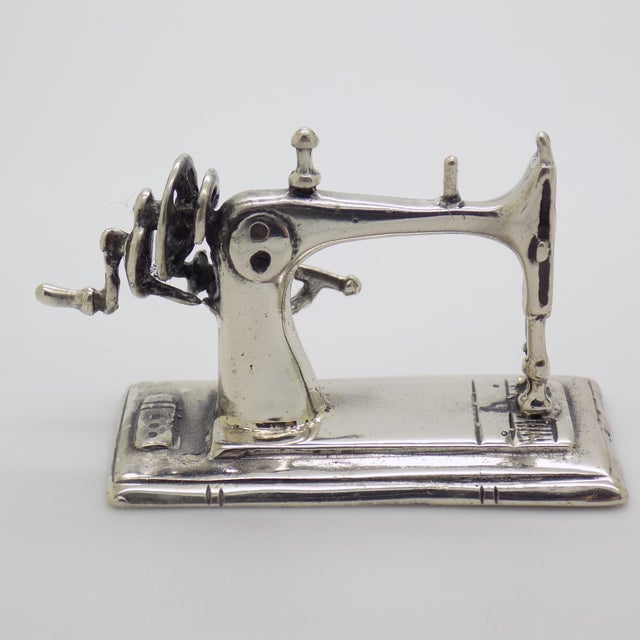 Vintage Italian Handmade Genuine Silver Sewing Machine Figurine Miniature, Made in Tuscany (Italy) For Sale - Image 4 of 9
