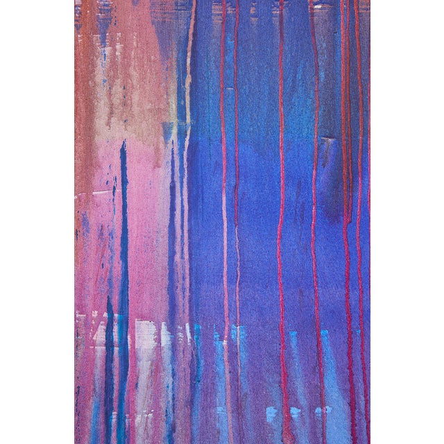 "Perpetual Motion / Red Over Pink Over Turquoise Over Blue" Large Abstract Acrylic Painting by Simon Findlay For Sale - Image 10 of 12