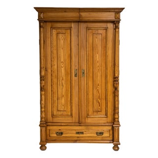 Gründerzeit Softwood Wardrobe, Late 19th Century For Sale
