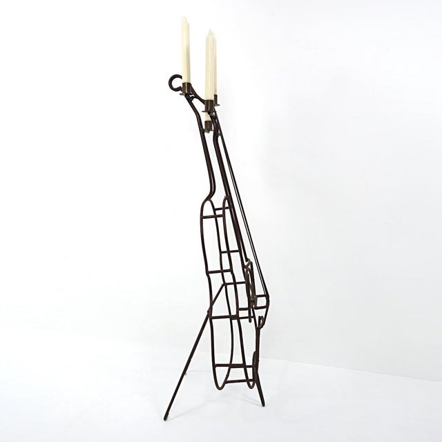 Brown Large Mid-Century Modern Wire Steel Candleholder For Sale - Image 8 of 14