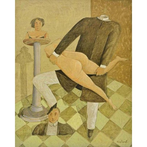 Alberto Gallerati, Nude Submission, 1970s, Oil Painting on Plywood For Sale - Image 4 of 4
