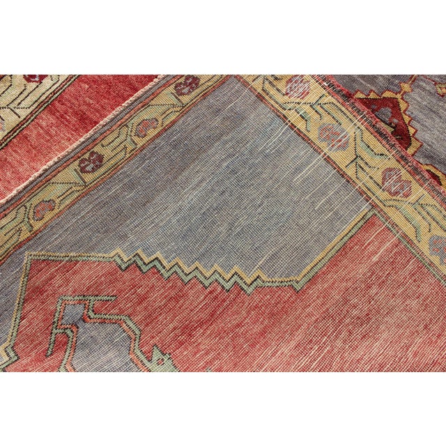 Yellow Vintage Turkish Oushak Rug With Three Large Medallions 5'2'' X 12'10" For Sale - Image 8 of 8