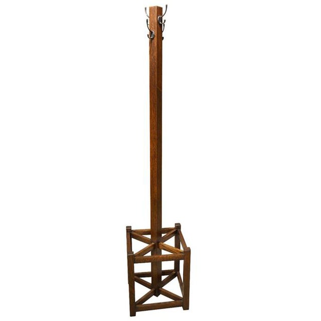 Wood Mission Coat Rack With Umbrella Stand Walnut Stain For Sale - Image 7 of 7