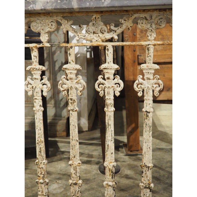 Antique Belgian Painted Iron Balcony Console Table With Marble Top, Circa 1900 For Sale - Image 17 of 17