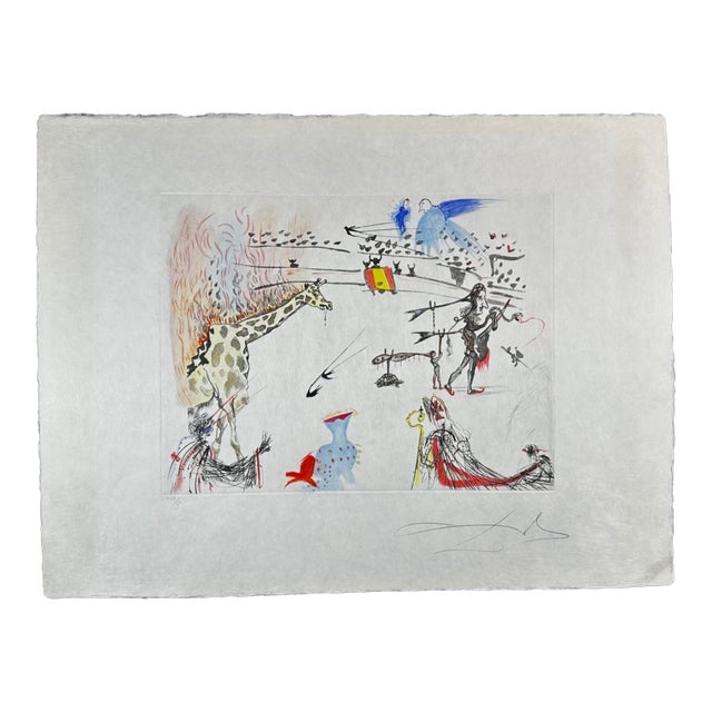 Share Dali Tauramachie Surrealiste Giraffe on Fire Hand Signed Etching Surreal Rare For Sale