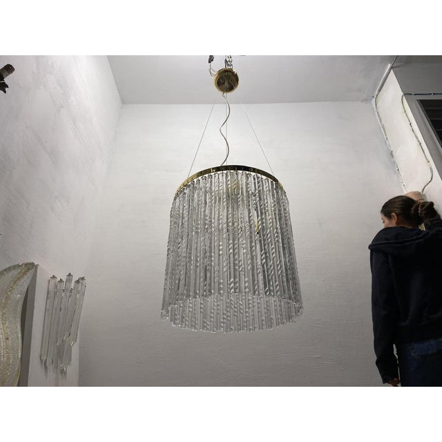 Murano Glass Rod Brass Light Pendant, 1980s For Sale - Image 9 of 12