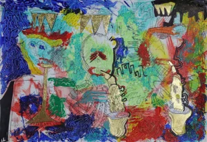 Sax Berlin "The Down Crown Crew". Contemporary Neo Expressionist Figurative Painting 2020
