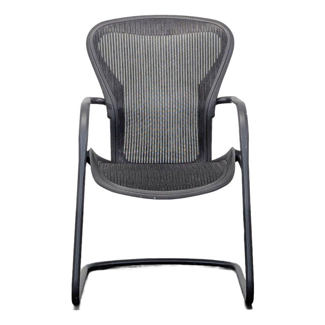 Herman Miller Aeron Black Mesh Cantilever Guest Chair For Sale