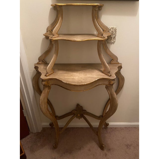 Mid 20th Century Vintage Louis XV Style Gold Gilded Wooden 3 Tier Etagere For Sale - Image 5 of 5