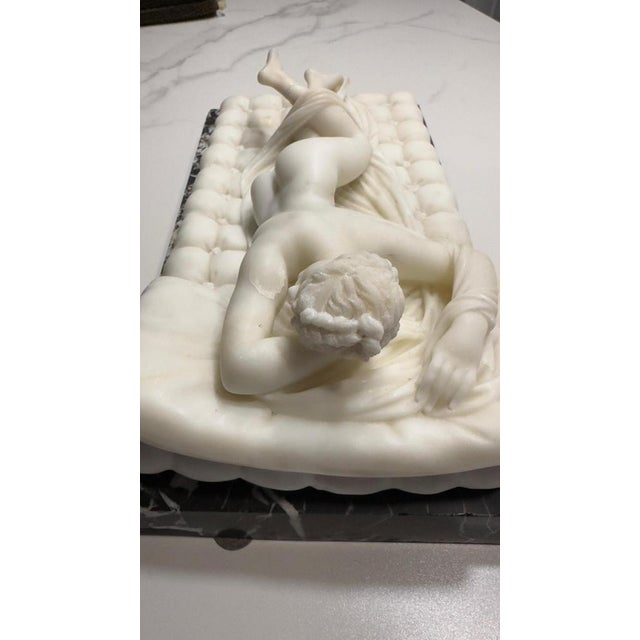 Italian School Artist, Nude Sculpture of Hermaphroditus, 19th Century, White Carrara Marble For Sale - Image 4 of 18
