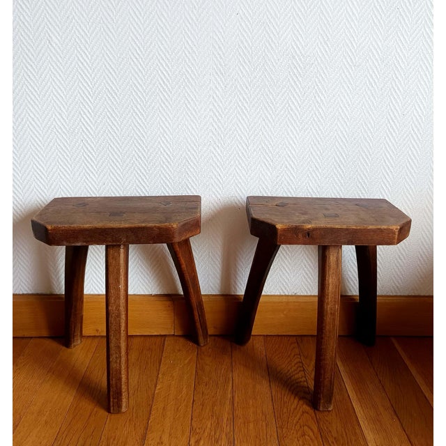 Vintage Brutalist Stools, 1950s, Set of 2 For Sale - Image 4 of 10