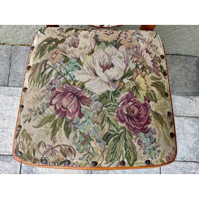 Vintage 1993 Handmade Solid Oak Cushioned Vanity Chair For Sale - Image 12 of 12