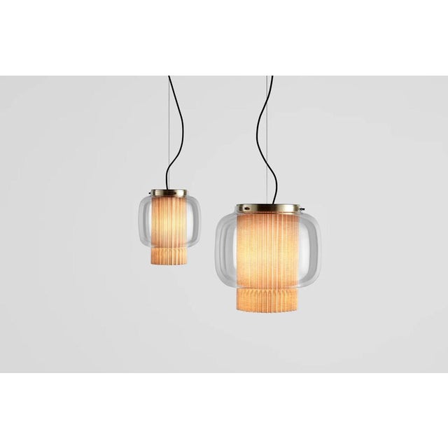 Grey Textile and Glass Manila T Pe Suspension Lamp by Sebastian Herkner for Parachilna For Sale - Image 10 of 13