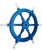 Vintage Nautical Handcrafted Blue Wooden Ship Wheel With Aluminium Hub & Handle For Sale - Image 4 of 6