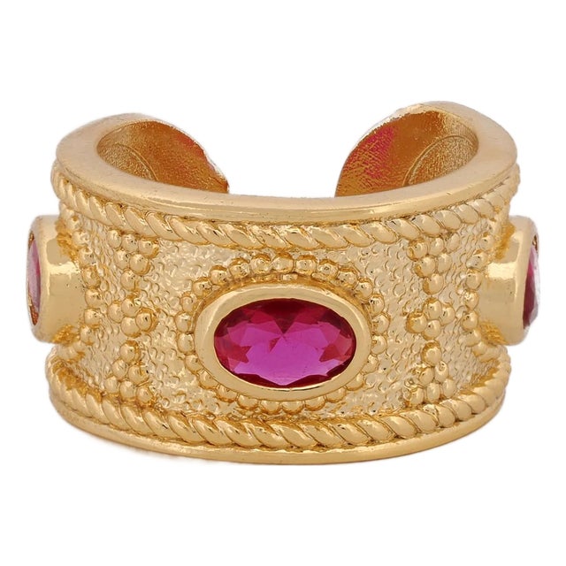Queen Cleopatra Ruby Energy Cuff Adjustable Ring, Size 4 For Sale