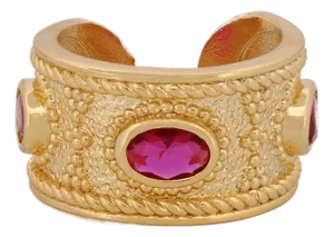 Queen Cleopatra Ruby Energy Cuff Adjustable Ring, Size 4