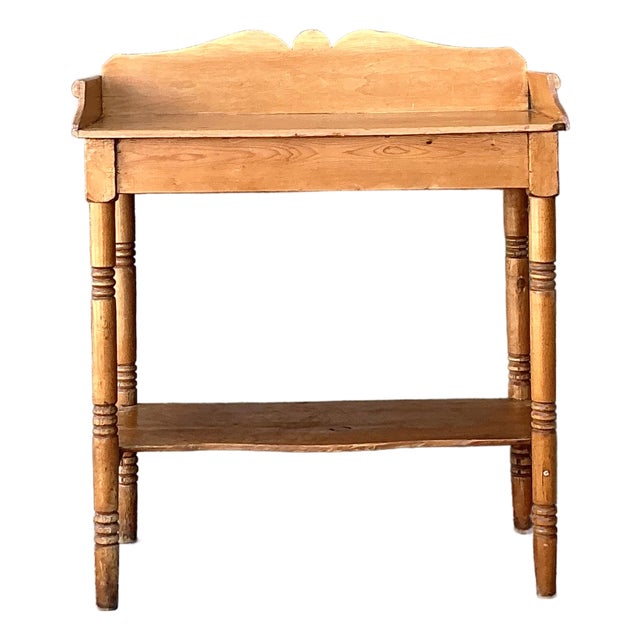 Vintage Turned Wood Pine Sideboard For Sale