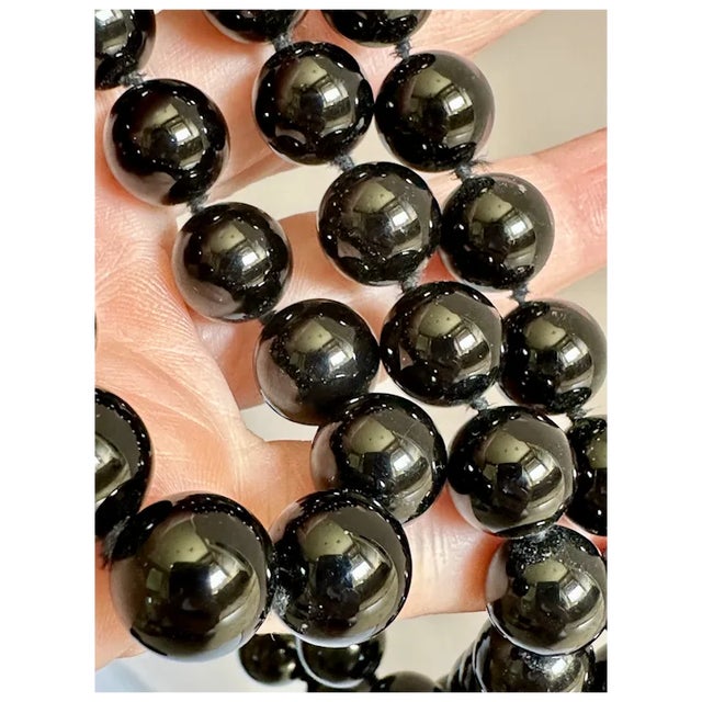Mid 20th Century Mid 20th Century Long Onyx Necklace For Sale - Image 5 of 9