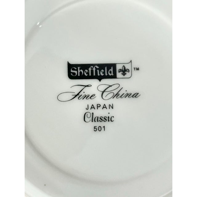 1980s Sheffield “Classic, 501” Set of 7 Bone China Teacups & Saucers- 14 pcs For Sale In Dallas - Image 6 of 6