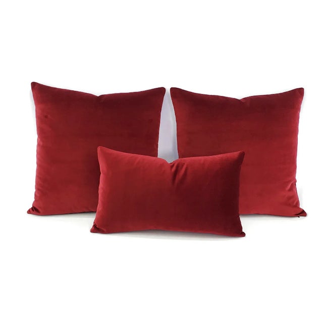 Schumacher Gainsborough Velvet in Burgundy Pillow Cover For Sale In Portland, OR - Image 6 of 7