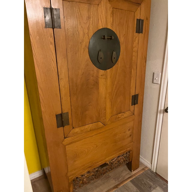 Wood Late 19th Century Qing Dynasty Elm Armoire For Sale - Image 7 of 10