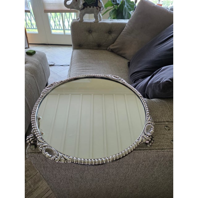 Late 19th Century Antique Sheffield Silverplated Plateau Mirror Tray For Sale - Image 5 of 7