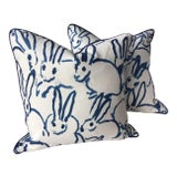21” Pillows From Lee Jofa “Hutch” Bunny Hutch in Navy - a Pair For Sale