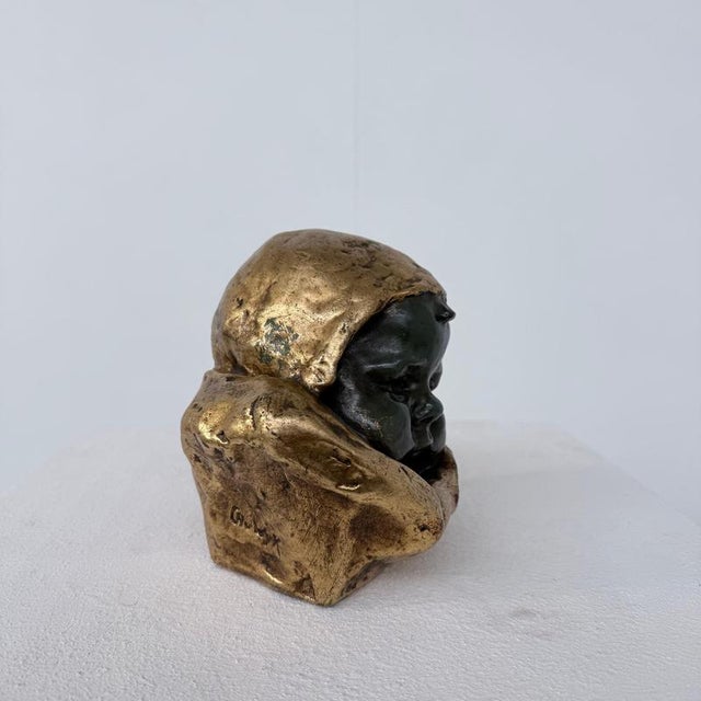 Sculpture Materials Art Deco Baby Head Sculpture by C Van Wijk, 1930s For Sale - Image 7 of 9