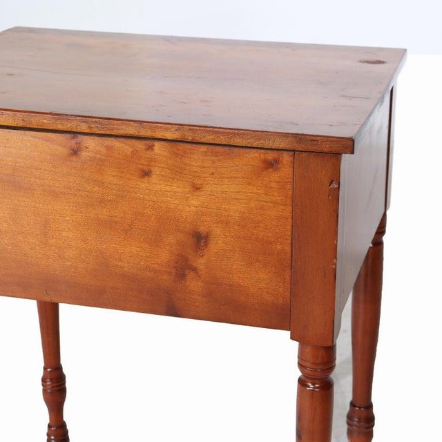 Antique Sheraton Cherry 2-Drawer Stand With Sandwich Glass Knobs C1840 For Sale - Image 9 of 18