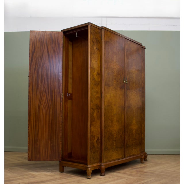 Vintage Art Deco Burr Walnut Wardrobe, 1930s For Sale - Image 6 of 13