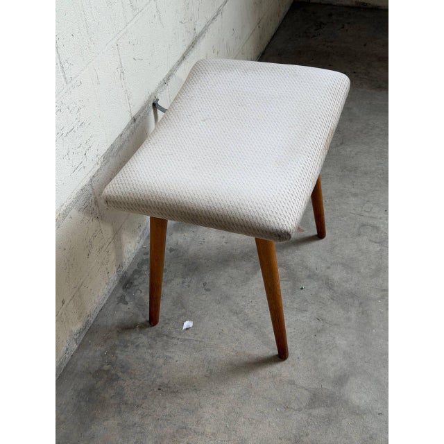 Mid-Century Modern Vintage Danish Mid Century Modern Teak Vanity Stool Ottoman For Sale - Image 3 of 9