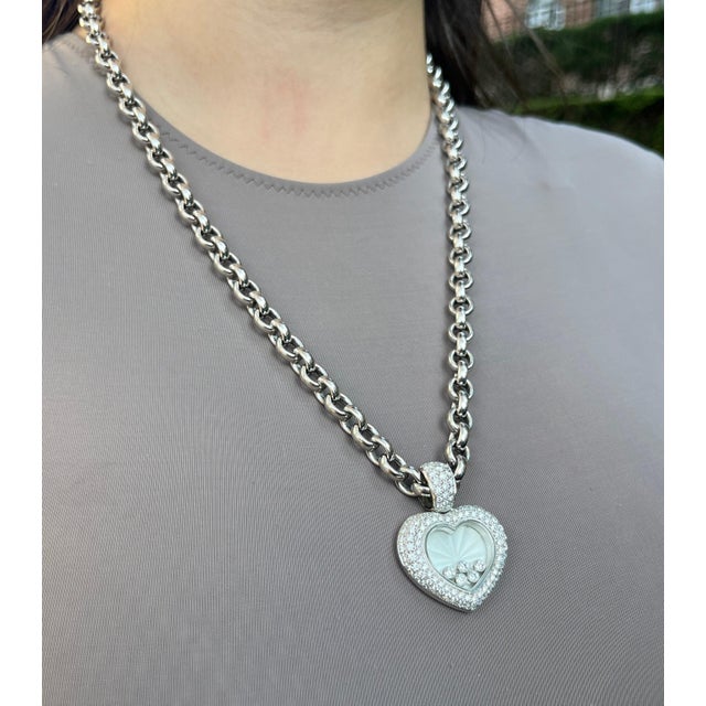Chopard Happy Diamond 18k White Gold Heart Shape Pendant Necklace For Sale - Image 10 of 10
