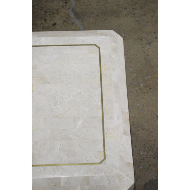 Stone 1980s Maitland Smith Style Tessellated Fossil Stone Brass Side End Table For Sale - Image 7 of 7