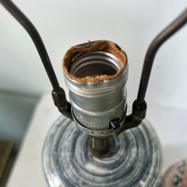 Metal Pair of 50s Ceramic Lamps For Sale - Image 7 of 12