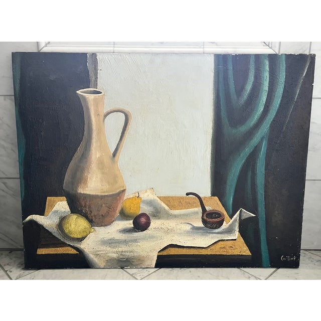 Mid-Century Modern Mid 20th Century Mid-Century Modern Still Life With Jug and Pipe by Alvaro Guillot For Sale - Image 3 of 10