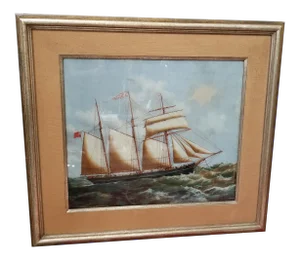 1960s Nautical Reverse Painting on Glass