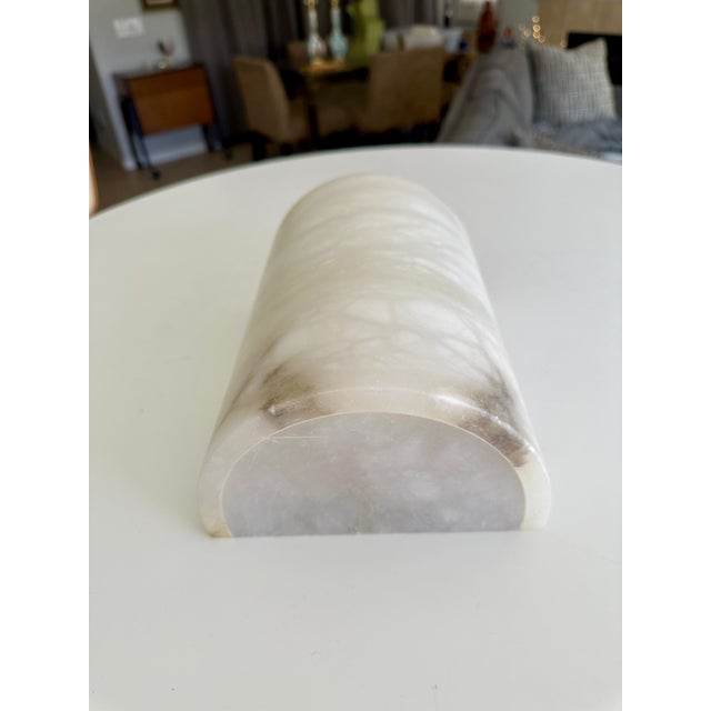 1960s Single Half Cylinder White Alabaster Minimalist Wall Light Sconce For Sale - Image 5 of 18