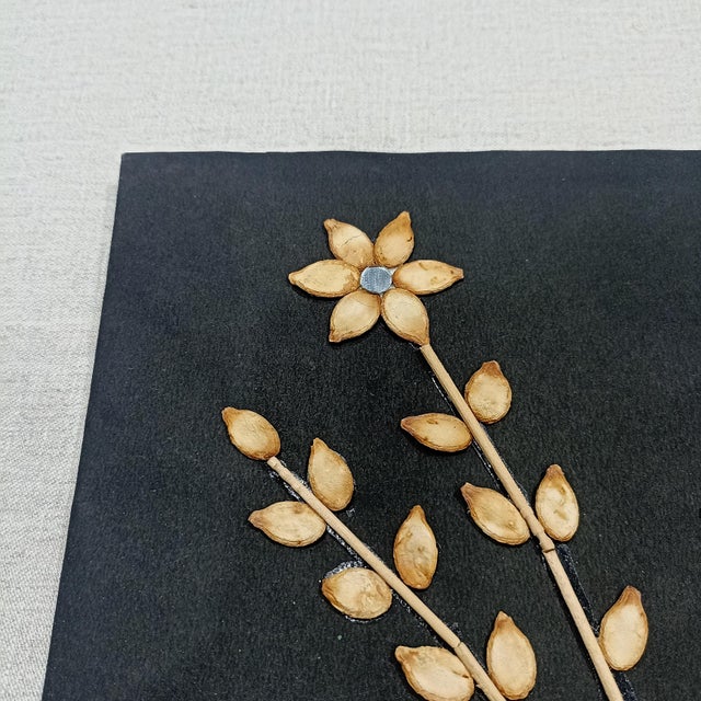 Handmade Botanical Textile Wall Art With Linen Wrapped Frame | Organic Mixed Media Wall Decor | Size:- 18" X 24" For Sale - Image 14 of 18