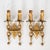Spectacular and Exceptionally Rare Matched Pair of 1950s Spanish Mid-Century Modernist Gilt Wrought Iron 2-Light Wall...
